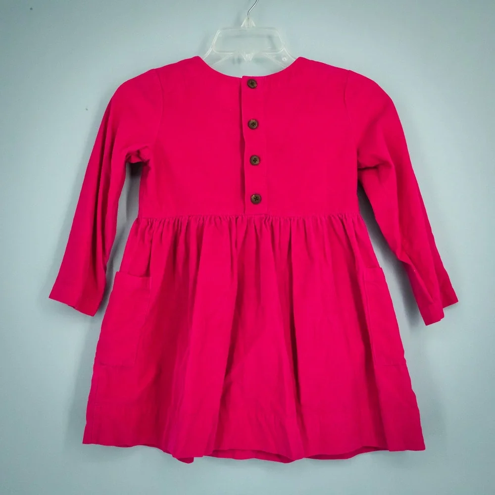 Hanna Andersson 120 Size 6 7 Pink Corduroy Crew Long Sleeve Fit Flare Dress